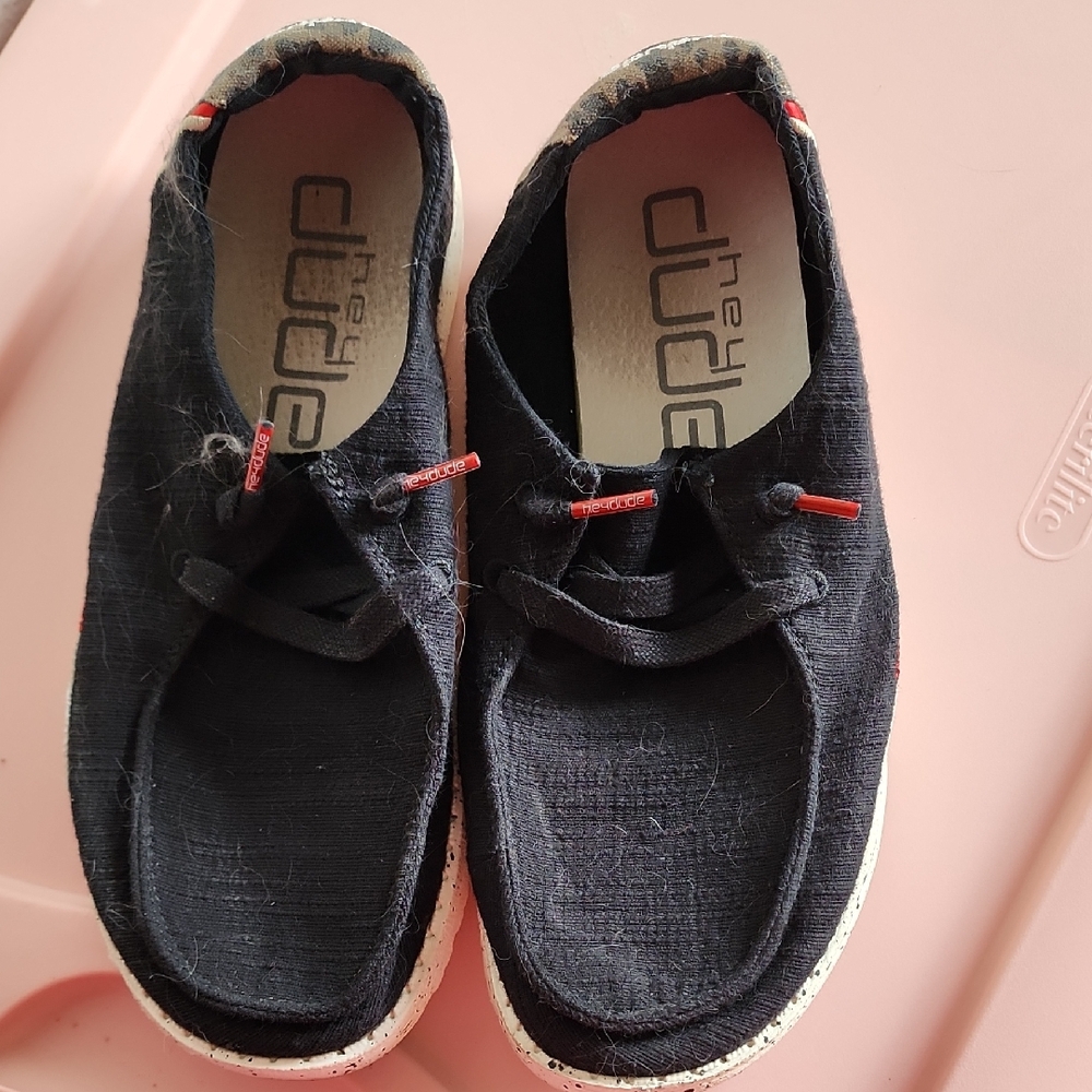 Hey Dude Black and Red Women's Loafers